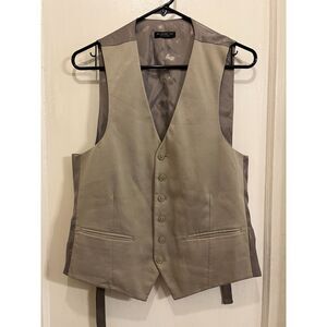 John Varvatos Star USA Gray Silver Gibson Suit Waistcoat Vest  Mens Size Small
